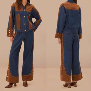 NWT Farm Rio Western Denim Wide Pants